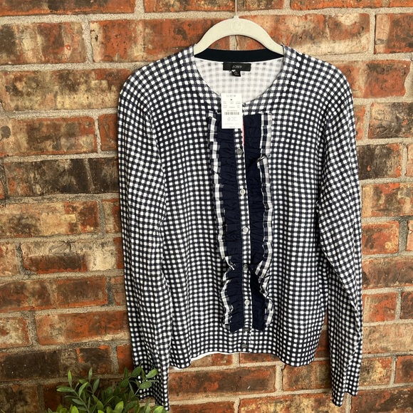 J.Crew ruffle gingham cardigan - Picture 3 of 7